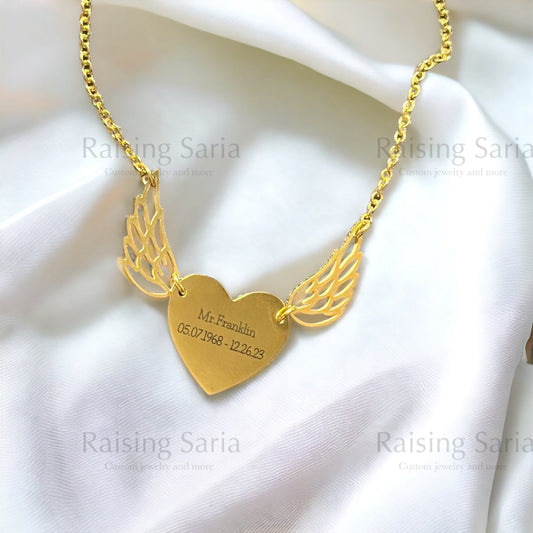 Personalized Dainty Wing Necklace