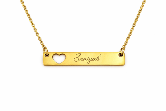 Open Heart Bar Necklace Stainless Steel