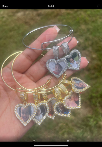 Heart photo bangle