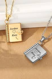 Engraved Book Locket Necklace