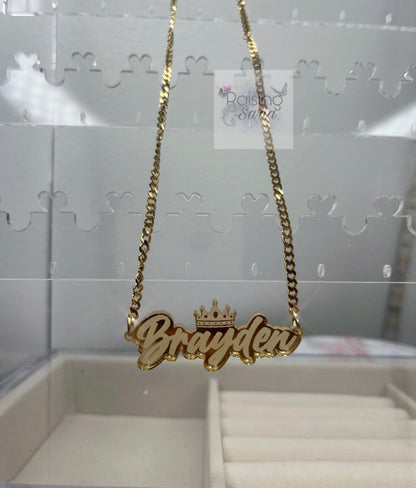 Crown Engraved Nameplate necklace