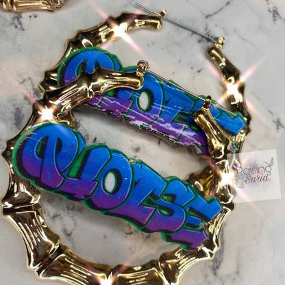 Graffiti Bamboo Earrings