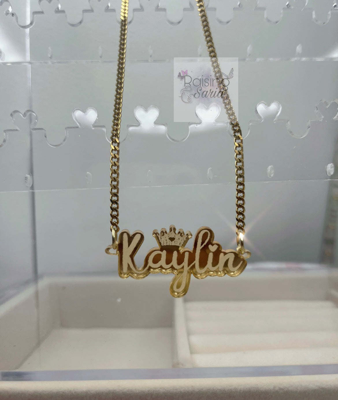 Crown Engraved Nameplate necklace